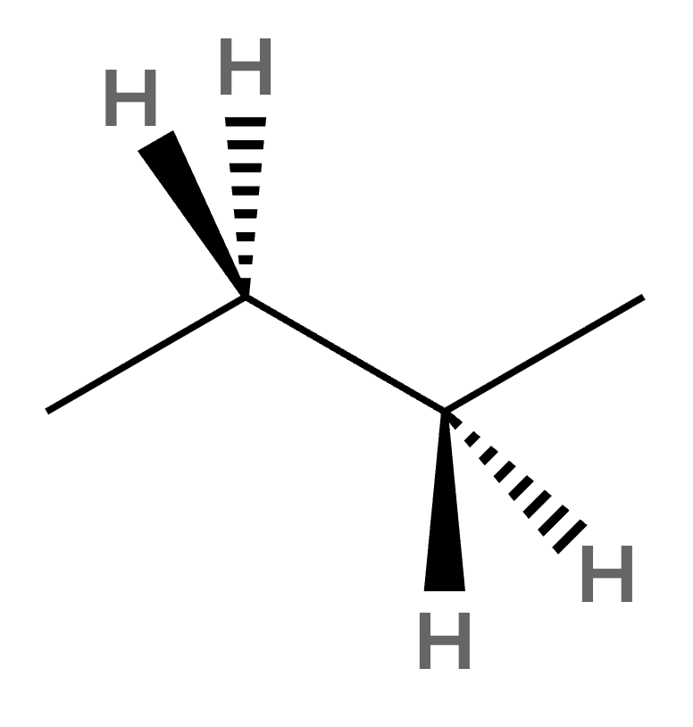 Butane line-angle structure with C2-C3 bond highlighted