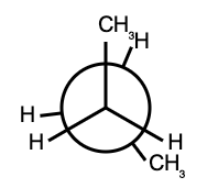 Butane Newman projection with methyl group eclipsing a hydrogen