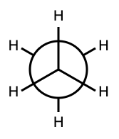 Ethane Newman projection in staggered conformation