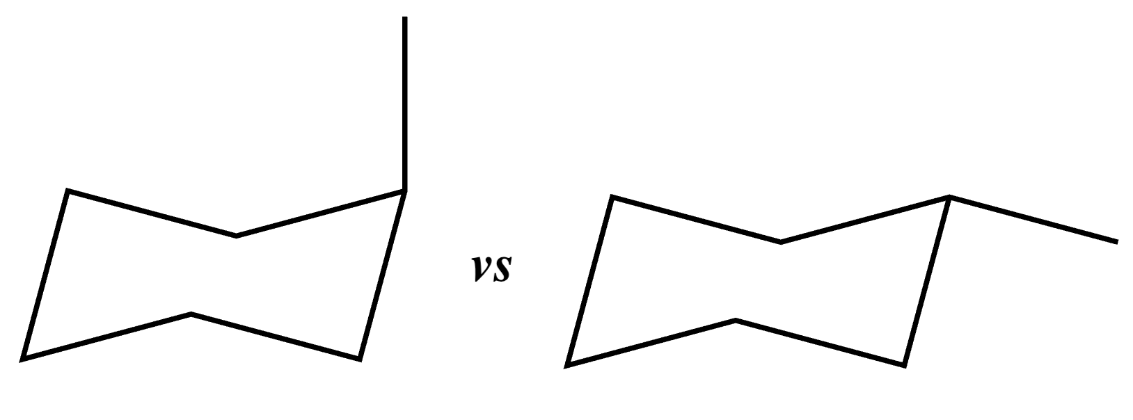 Methylcyclohexane shown in both chair conformations, one with methyl axial and one with methyl equatorial