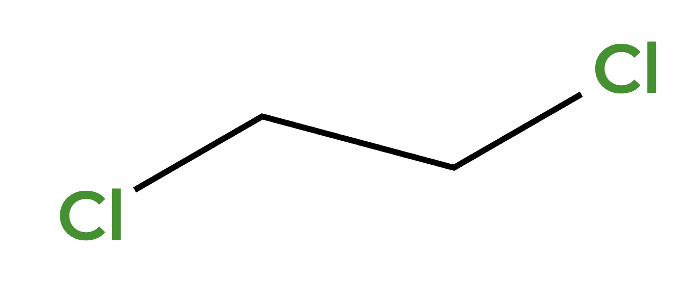 1,2-dichloroethane line-angle structure for Newman projection practice