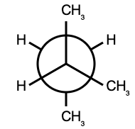 2-methylbutane staggered Newman projection down C2-C3 with the largest groups anti
