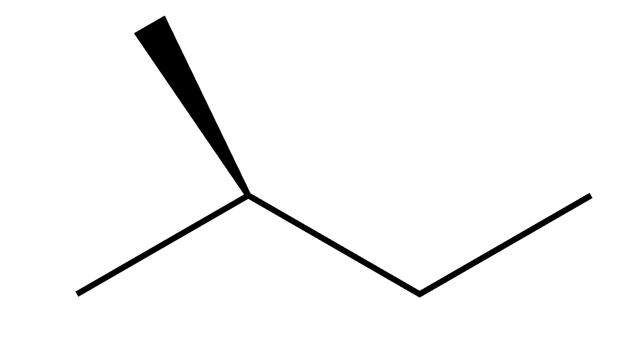2-methylbutane line-angle structure with the C2-C3 bond highlighted for Newman projection practice