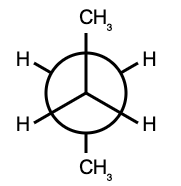 Butane anti Newman projection with the two methyl groups 180 degrees apart