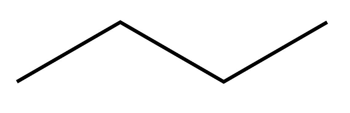 Butane line-angle structure with the C2-C3 bond highlighted for Newman projection practice