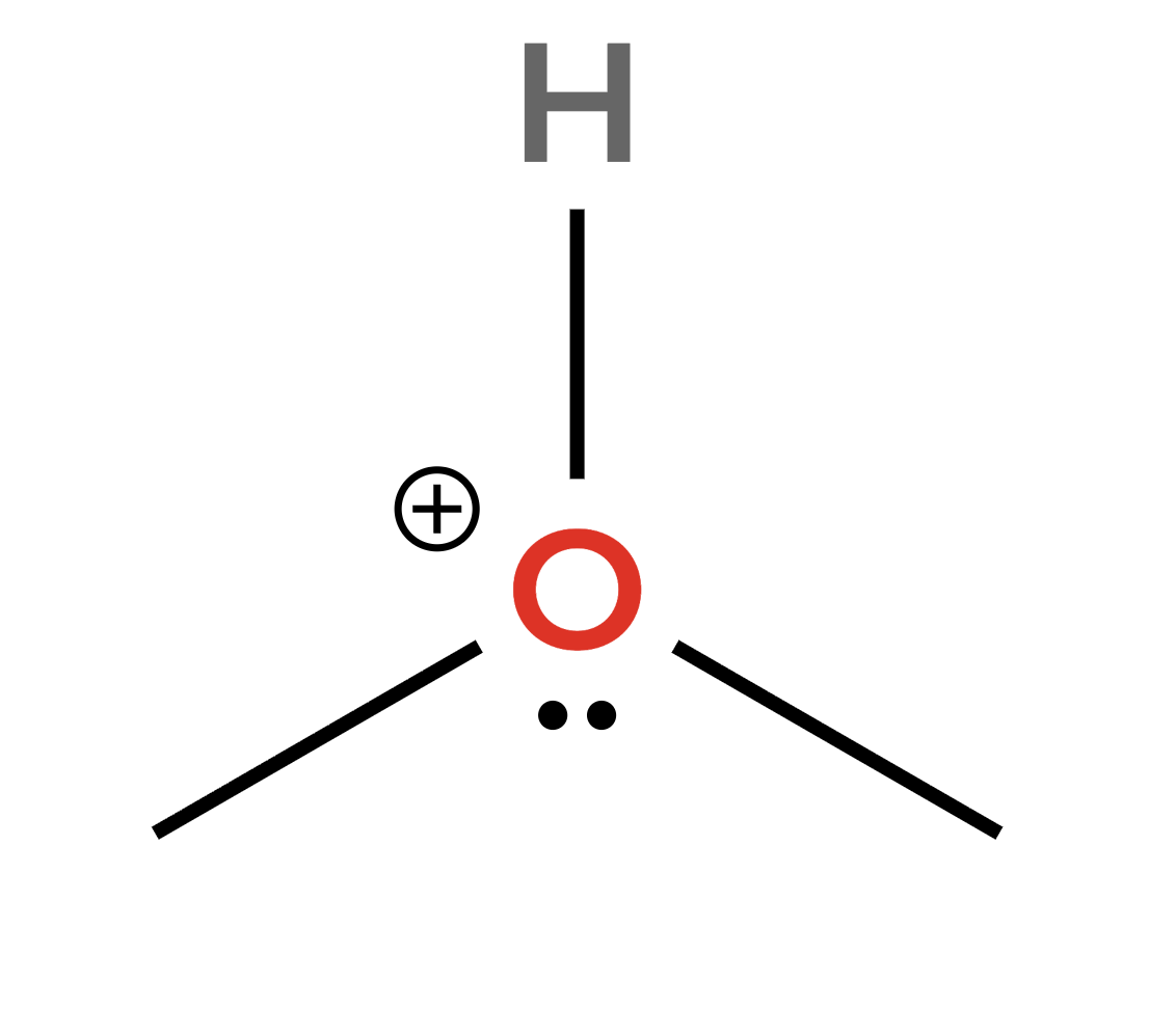 Positive oxygen with 3 bonds and 1 lone pair and a plus sign