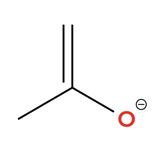 Enolate — O- single bonded to C, which is double bonded to adjacent C